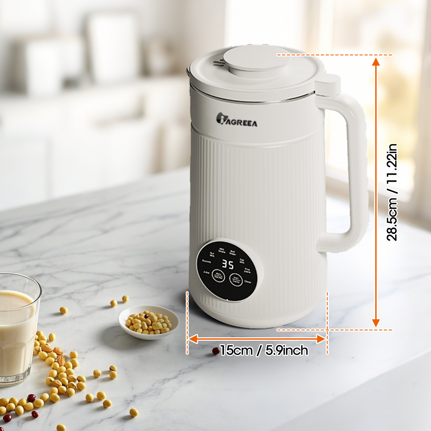 8-IN-1 IAGREEA Nut Milk Maker Machine, 35 oz Soy Milk Maker, Oat, Soy, Plant Based and Dairy Free Beverages, 2 Hours Keep Warm Countertop Blender, 10 Stainless Steel Blades, 12H Delay Start