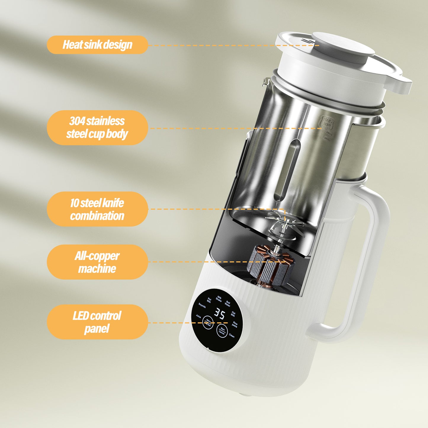 8-IN-1 IAGREEA Nut Milk Maker Machine, 35 oz Soy Milk Maker, Oat, Soy, Plant Based and Dairy Free Beverages, 2 Hours Keep Warm Countertop Blender, 10 Stainless Steel Blades, 12H Delay Start
