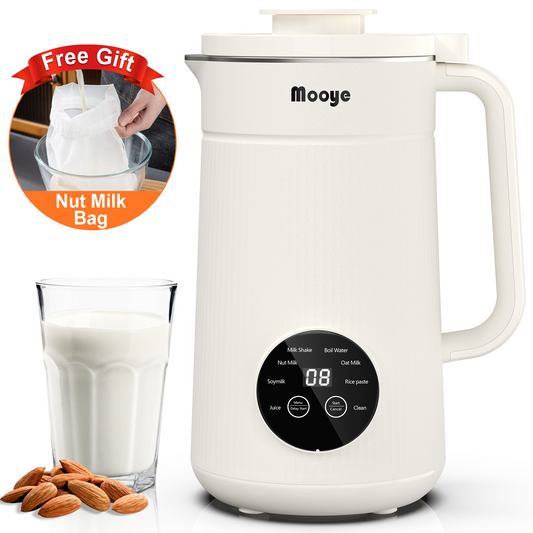 35oz Automatic Nut Milk Maker with Nut Milk Bag - Homemade Almond, 10 Blades, Oat, Soy Machine - Auto-operation, 12 Hours Timer, Easy Cleaning - Dairy-Free Beverages with Recipe, Keep Warm