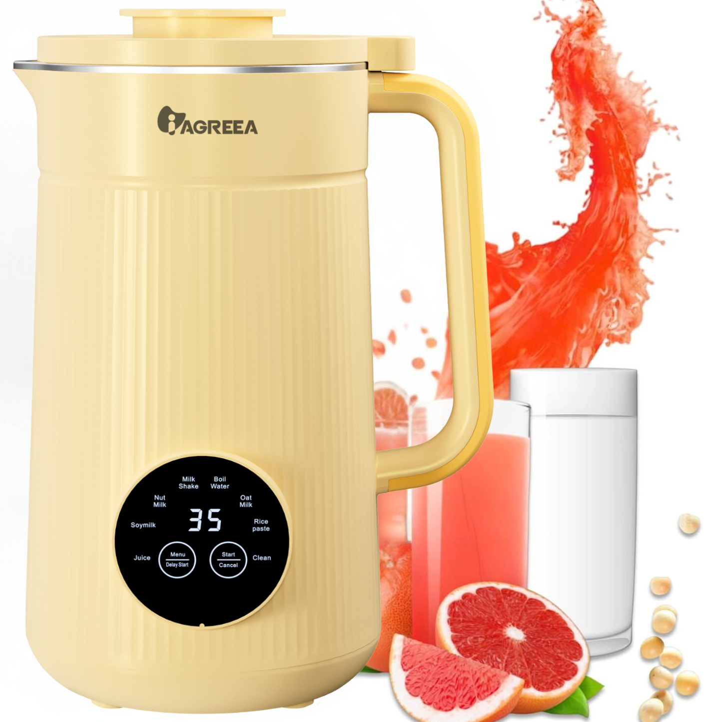 IAGREEA 8 in 1 Automatic Nut Milk Maker Machine, 35 oz Electric Blender for Homemade Milkshake, Almond, Walnut, Rice, Plant-Based, Almond Milk Maker Machine for Baby Food With Delay start/Self Clean